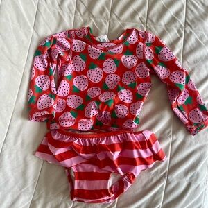 Hanna Andersson Pink and Green Strawberry Swimsuit